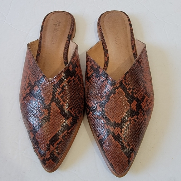 Madewell The Emilia Mule in Snake Embossed Leather Women's Sz 8 Pointy Toed - Picture 2 of 11